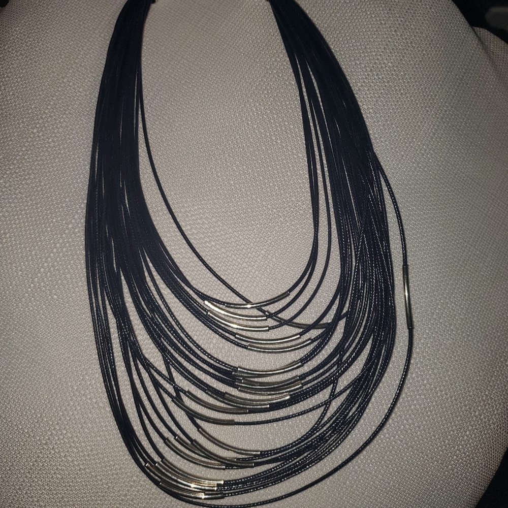 Deep Navy multi string necklace - Picture 2 of 2